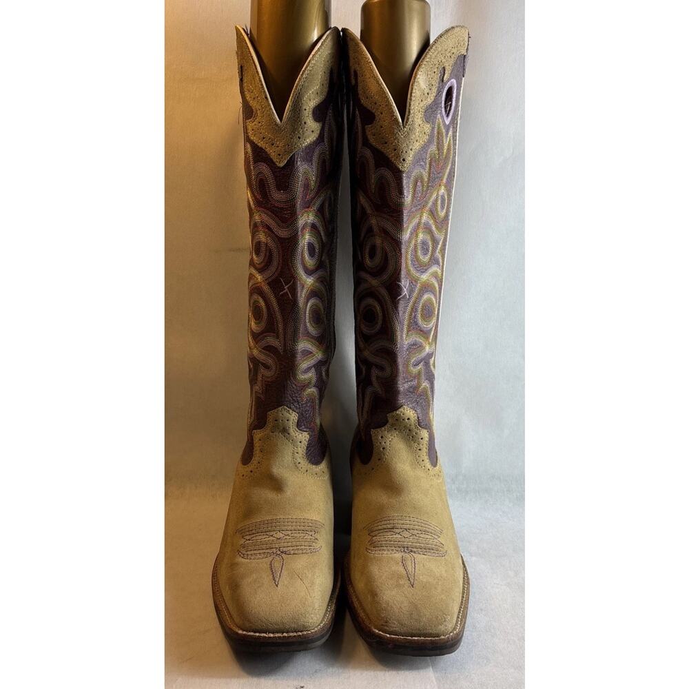 Twisted X Western Boots Tan Purple Leather Tall Buckaroo Style Women’s 9 B